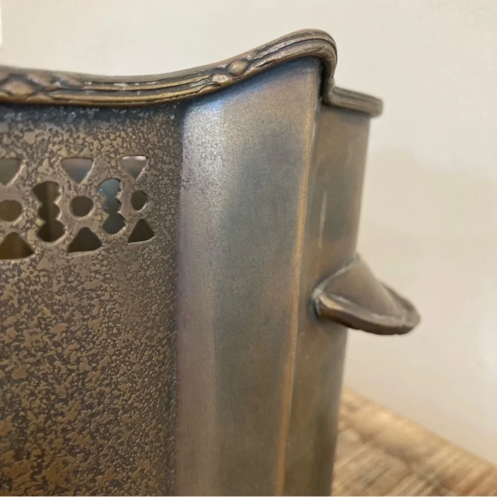 Metal Planter with Cutout Design Footed Container Cachepot